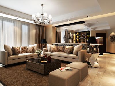 龙湖观山水95㎡美式风格装修案例