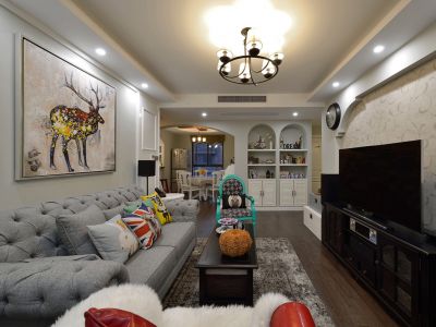 章江新区二居104平美式风格装修设计效果图