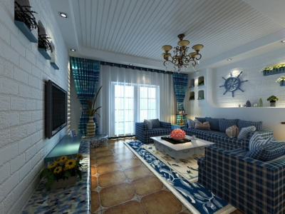 荣郡国际地中海风格120平三居装修效果图