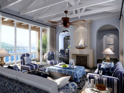 紫郡山水逸景地中海风格280平别墅装修效果图