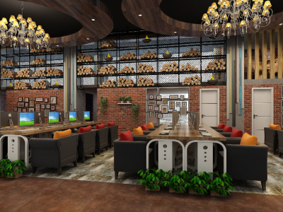 900平网咖奢华风格装修设计效果图