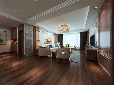 蓝色康桥A区二期156平新中式装修效果图