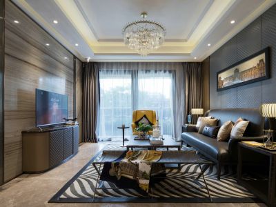 轻奢风格三居128平装修设计效果图