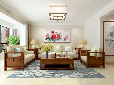 竹海水韵二居140平新中式风格装修案例