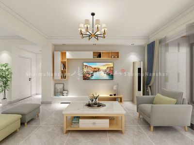 翰林锦城北欧风格103平米三居室装修案例