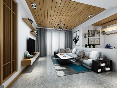 安康家园混搭风格106平二居室装修效果图