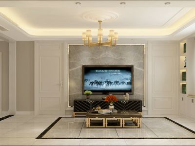 荣盛华府混搭风格140平三居室装修效果图