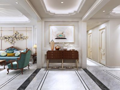 保利拉菲公馆简欧风格140平三居室装修效果图