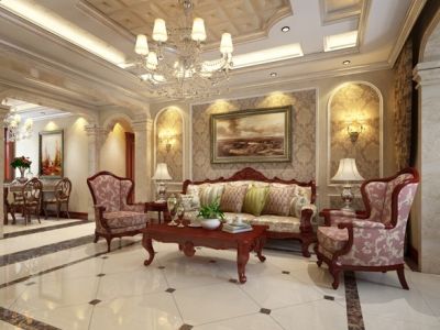 东城华府欧式风格98平米两居室两居室装修案例