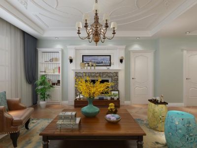 阳光栖谷简约美式186平米四室两厅半包装修案例