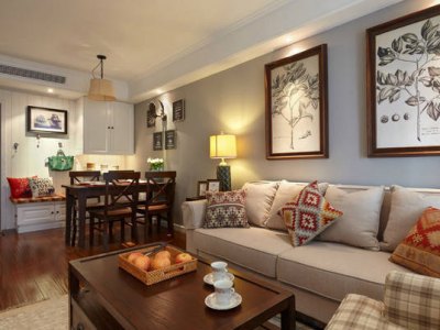 白马湖水街100平米美式风格三居室装修效果图