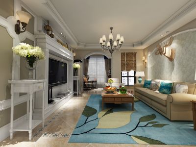 138平三居室美式风格家装图片