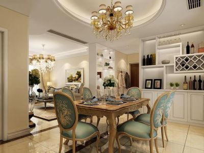 金地阳光里136平三居欧式风格设计图片