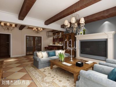 300平米复式美式风装修设计效果图