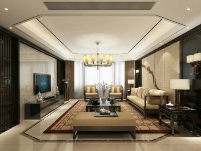 龙湖源著140平米现代中式风格装修效果图