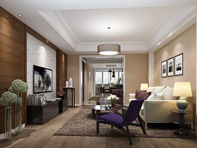 90平米三居室简约台式风格装修设计效果图