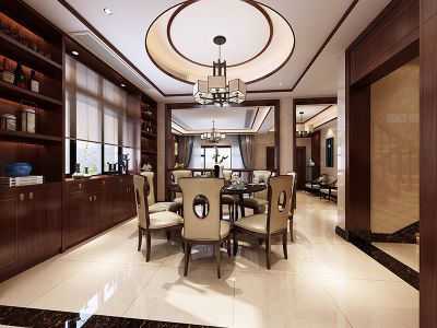 350平米新中式风格别墅装修设计效果图