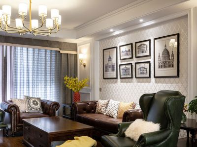 三居室120平美式风格装修图片