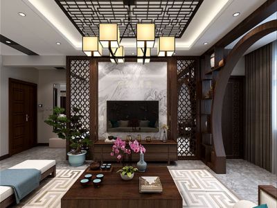 三居室100平新中式风格装修图片