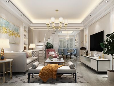 200平复式简欧轻奢装饰效果图案例