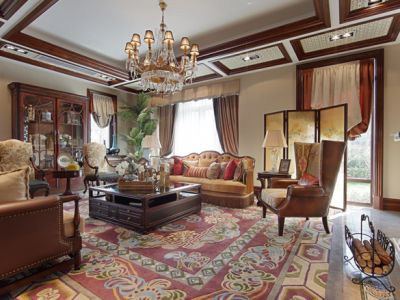 岚皋西路95弄小区美式风格123平米三居室装修效果图