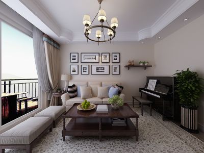 金屿海岸94平米二居室装修设计效果图