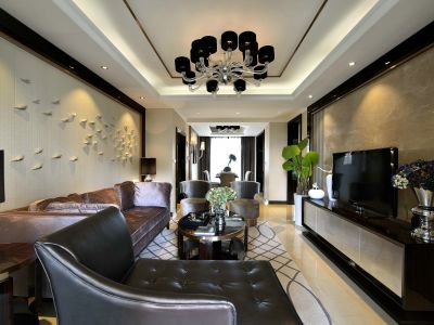 信达格兰云天现代风格115平米三居室装修效果图