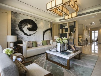 世茂御景湾新中式风格160平大平层装修效果图