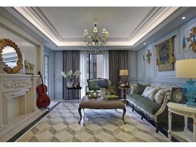 保利狮子湖欧式风格101平三居室装修效果图