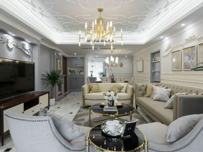 正祥国际一期140平美式风格小户型装修设计效果图