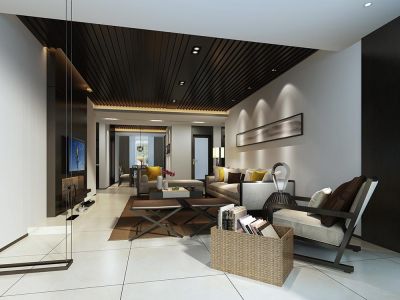 三居室119平现代风格家装图片