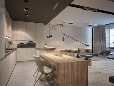 朝阳朗香广场现代简约风格87平三居室装修效果图