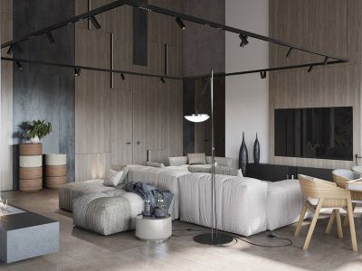 南湖国际现代简约风呢格格350平别墅装修效果图