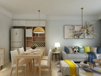 华商广场现代风格90平米三居室装修效果图