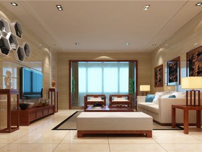 华宇广场三居136平新中式风格装修案例