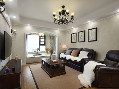 三居室177平美式风格家装图片