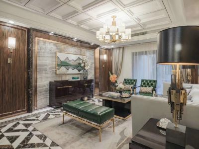 三居室107平美式风格家装图片