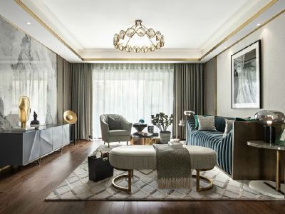 绿城两江御园三居140平轻奢风格装修案例