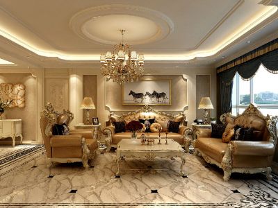 金辉御江府四居142平美式风格装修案例