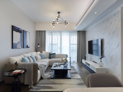 三居室115平现代简约风格家装图片