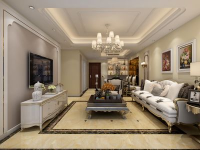 二居室90平欧式风格装修图片