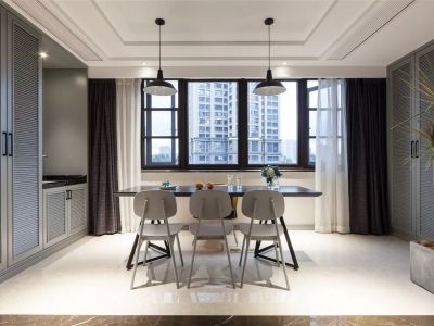 三居室143平美式风格家装案例