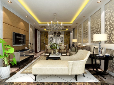 108平三居室美式风格家装案例