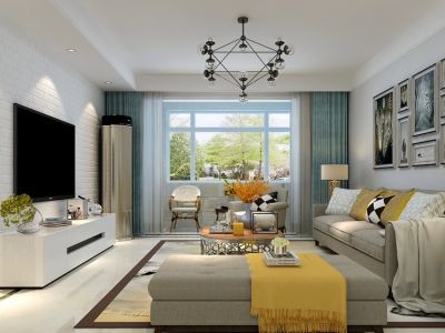 滨湖世纪城140平现代风格三居室装修效果图