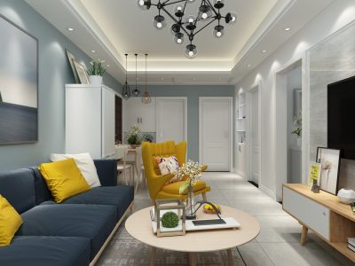 高速翡翠湖畔现代风格100平米三居室装修效果图