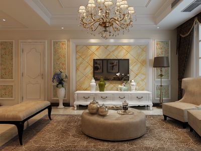 滨湖世纪城90平米现代三居室装修效果图