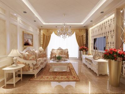 三居室112平欧式风格家装图片
