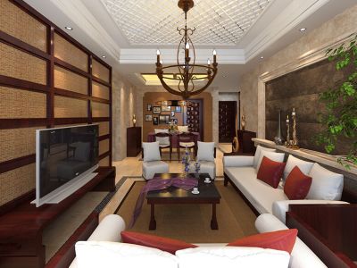派华新都三居115平东南亚风格装修案例