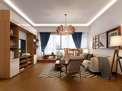 东部国际城三居107平日式风格装修案例