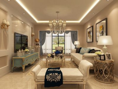 水景花城四居135平欧式风格装修案例